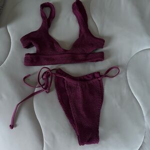 bond-eye Textured Plum Two-Piece Bikini